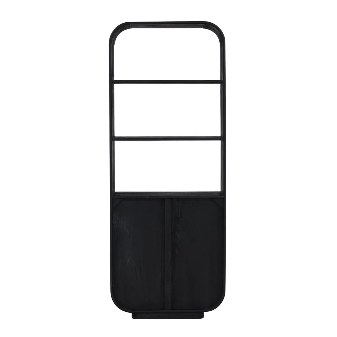 Inez Black Mindi Wood Bookcase, back view