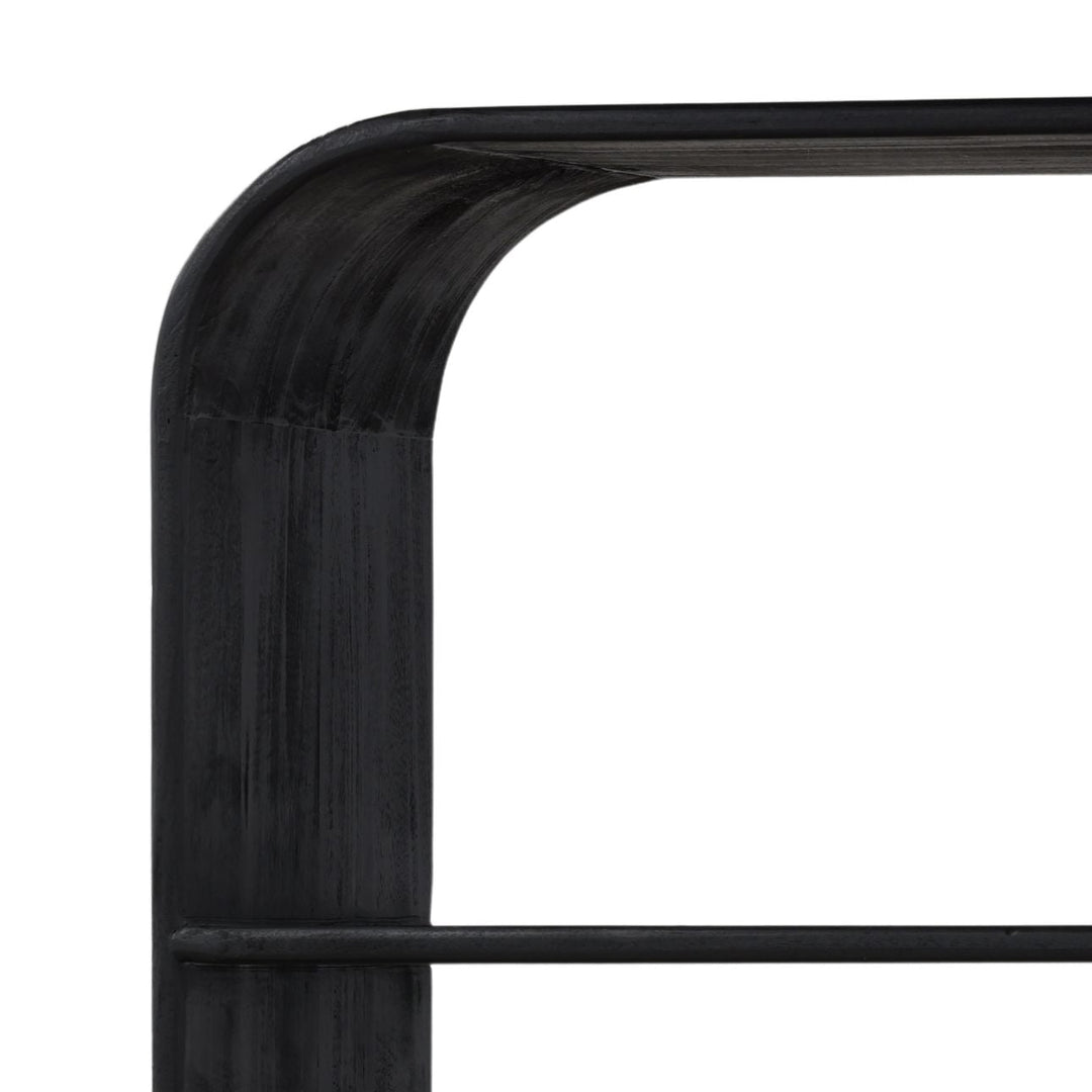 Inez Black Mindi Wood Bookcase, detail 3 view