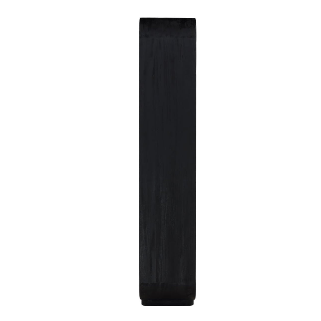 Inez Black Mindi Wood Bookcase, profile view