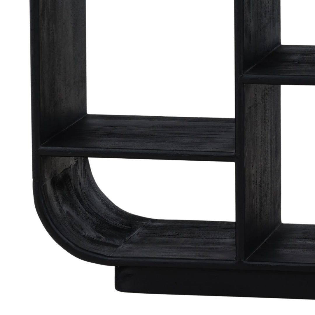 Vivian Black Mindi Wood Bookcase, detail 2 view