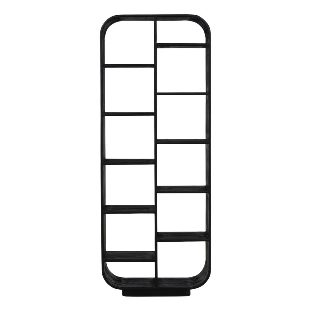 Vivian Black Mindi Wood Bookcase, front view