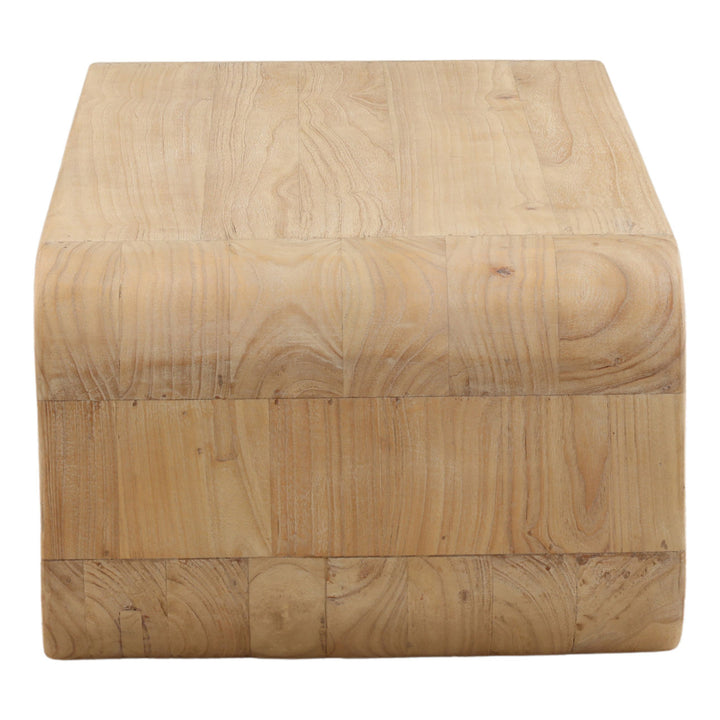 Gaia Mindi Wood Coffee Table, Light Natural, profile view