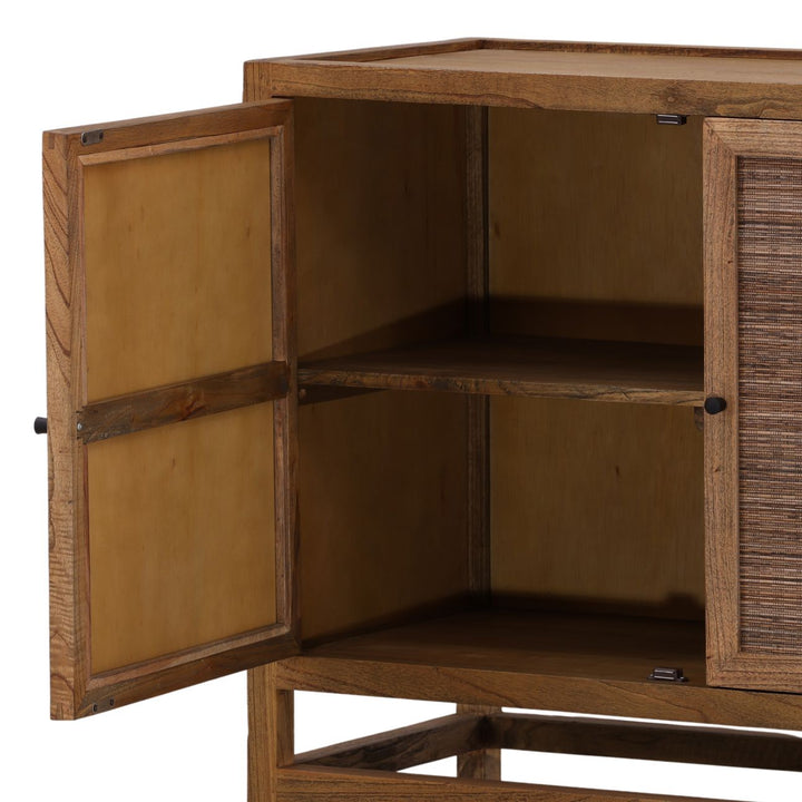 Lucia Mindi Wood and Rattan Sideboard, Two Door, detail 3 view