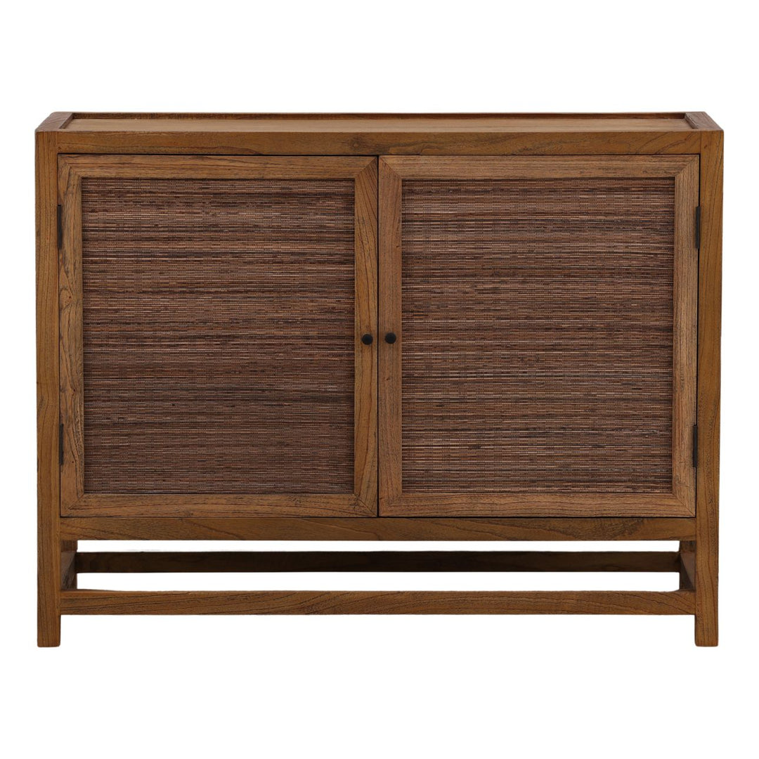 Lucia Mindi Wood and Rattan Sideboard, Two Door, front view