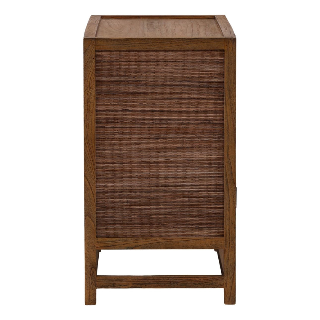 Lucia Mindi Wood and Rattan Sideboard, Two Door, profile view