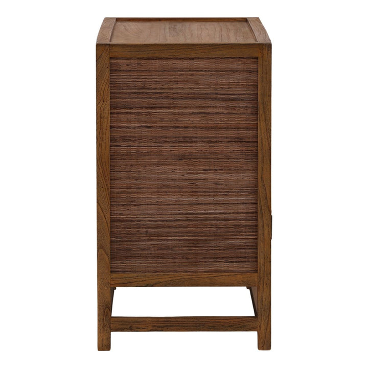 Lucia Mindi Wood and Rattan Sideboard, Two Door, profile view