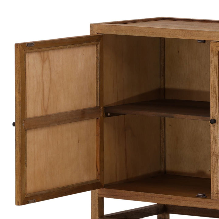 Lucia Mindi Wood and Rattan Sideboard, Four Door, detail 3 view