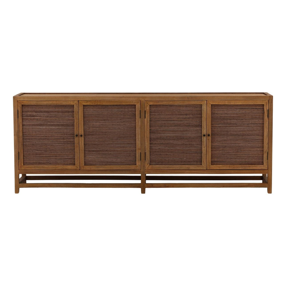Lucia Mindi Wood and Rattan Sideboard, Four Door, front view