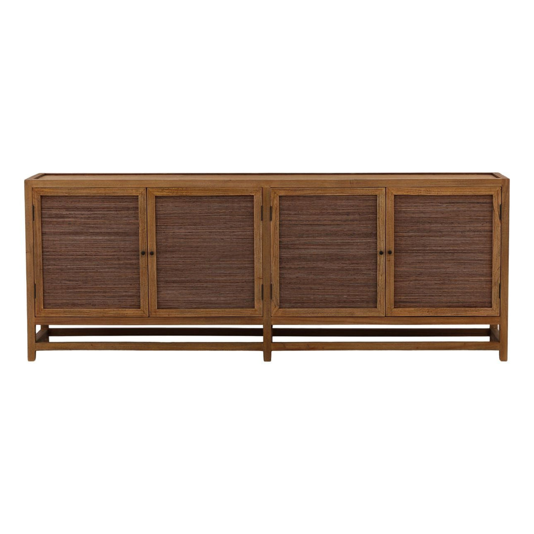Lucia Mindi Wood and Rattan Sideboard, Four Door, front view