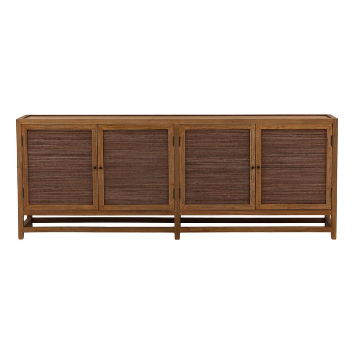 Lucia Mindi Wood and Rattan Sideboard, Four Door, front view