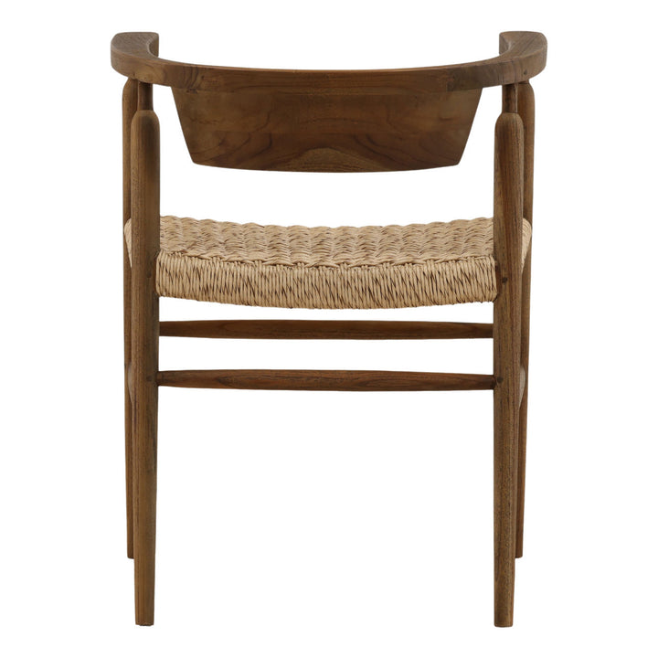 Nevan Teak and Rope Dining Chair, back view