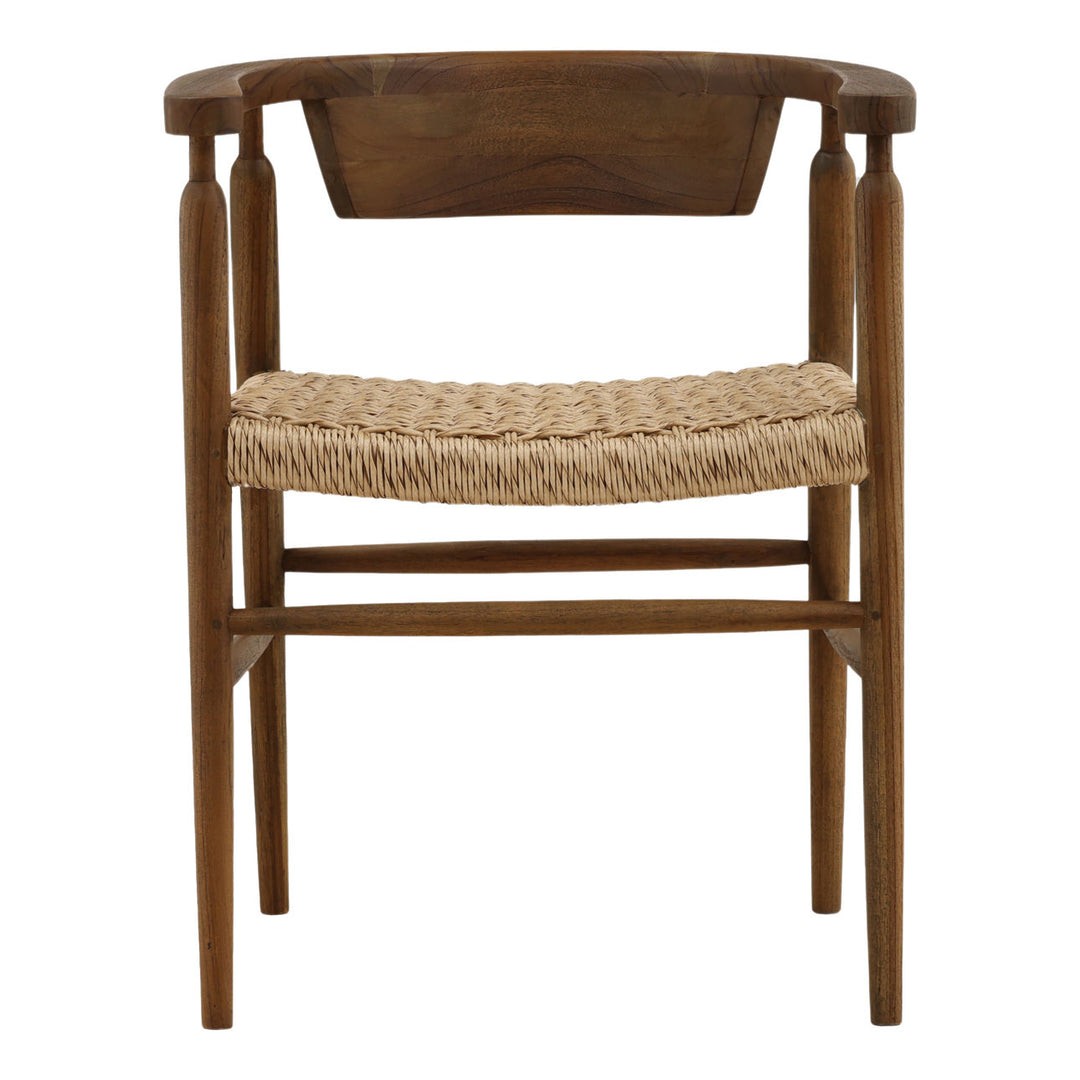 Nevan Teak and Rope Dining Chair, front view