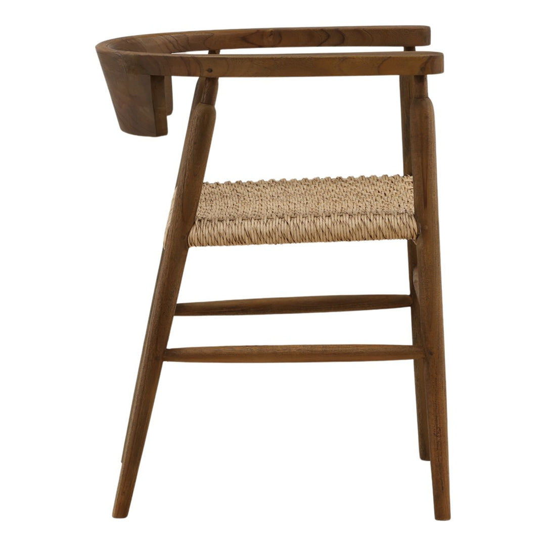 Nevan Teak and Rope Dining Chair, profile view