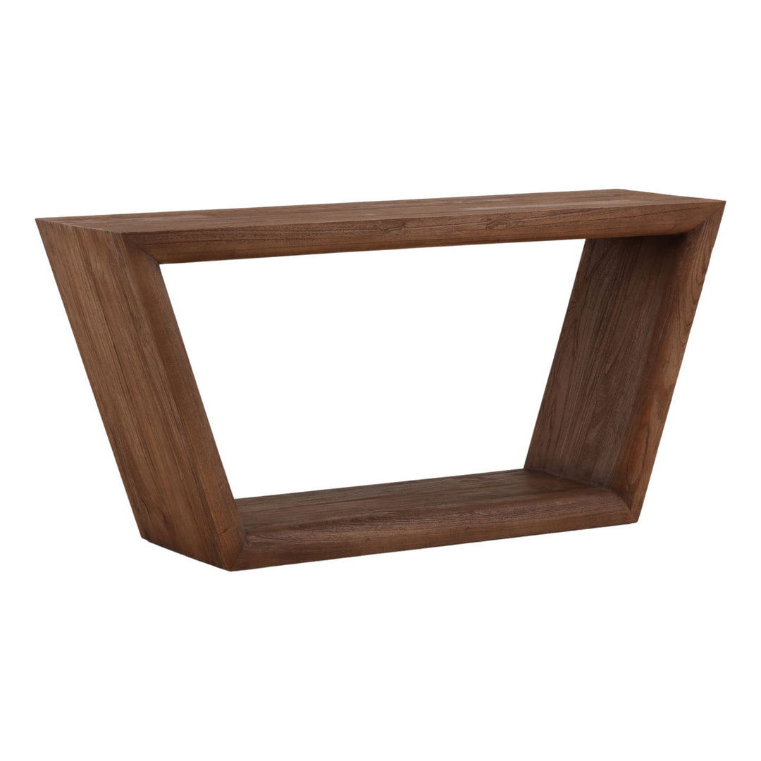 Mira Mindi Wood Console Table, three-quarter studio view