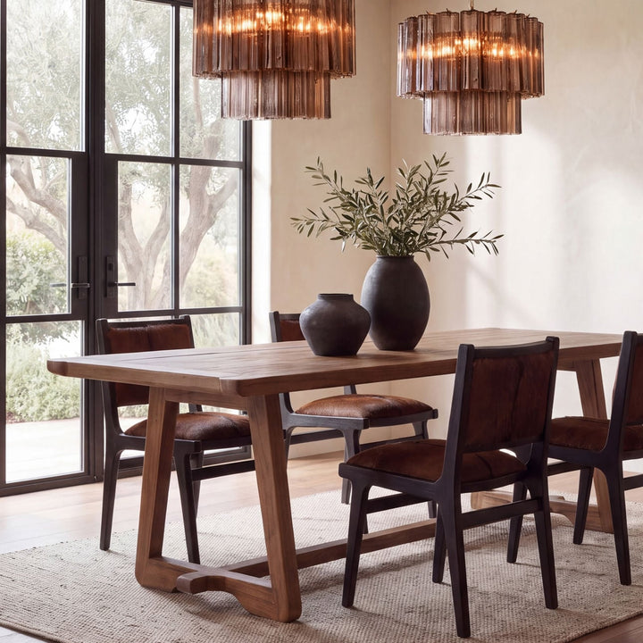 Kara Mindi Wood Dining Table, lifestyle view
