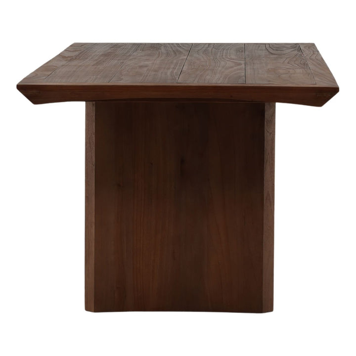 Vera Mindi Wood Dining Table, profile view