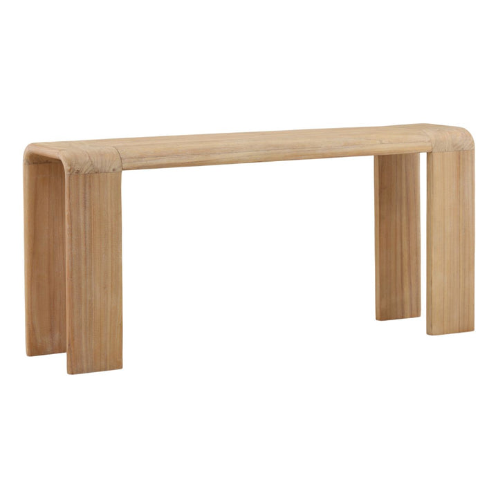 Crosley Mindi Wood Console Table, three-quarter studio view