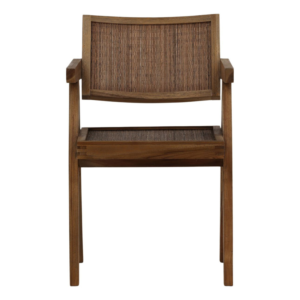 Tavira Mindi Wood and Coconut Fiber Dining Chair, front view