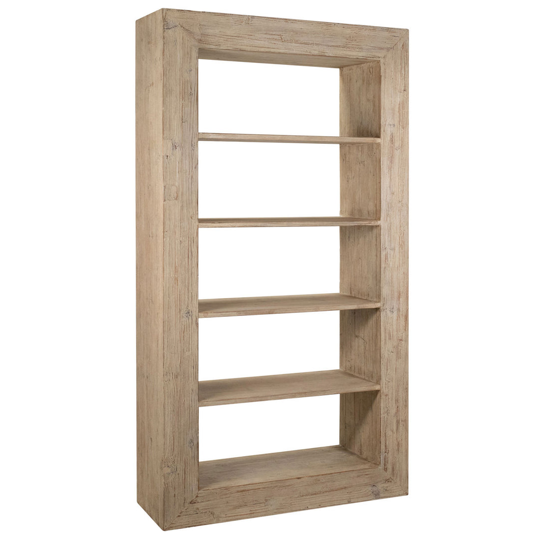 Amara Reclaimed Pine Bookcase, three-quarter studio view