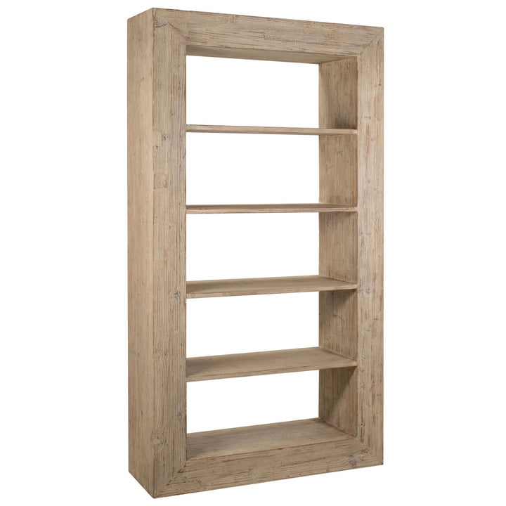Amara Reclaimed Pine Bookcase, three-quarter studio view