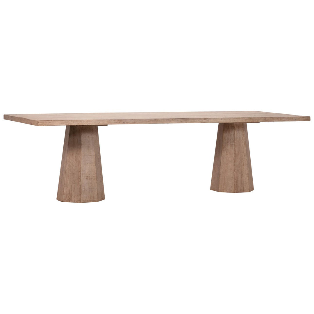 Jensen Reclaimed Pine Dining Table, three-quarter studio view