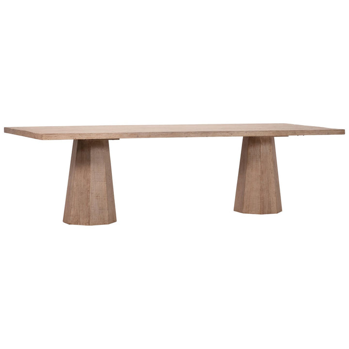 Jensen Reclaimed Pine Dining Table, three-quarter studio view