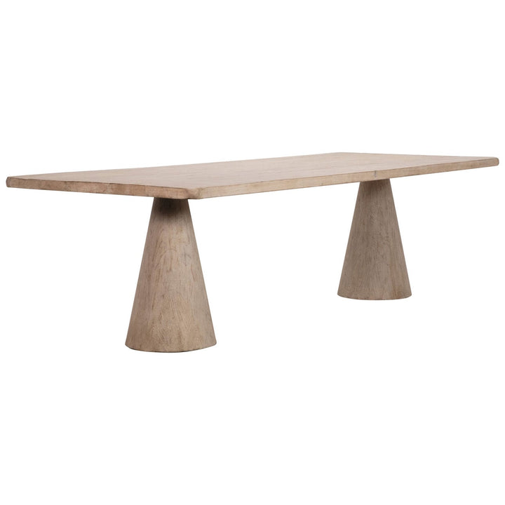 Zara Reclaimed Pine Dining Table, Light Warm Wash, back three quarter view
