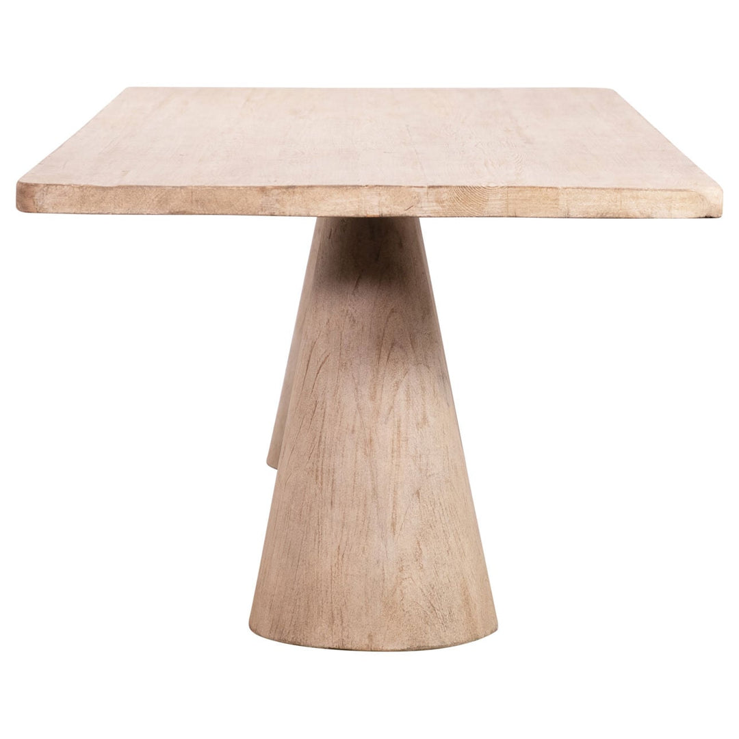 Zara Reclaimed Pine Dining Table, Light Warm Wash, profile view