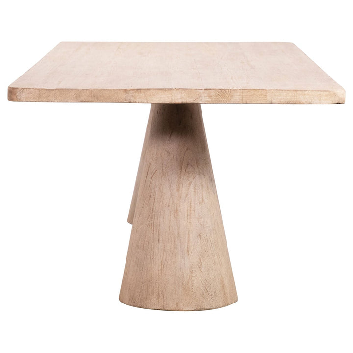 Zara Reclaimed Pine Dining Table, Light Warm Wash, profile view