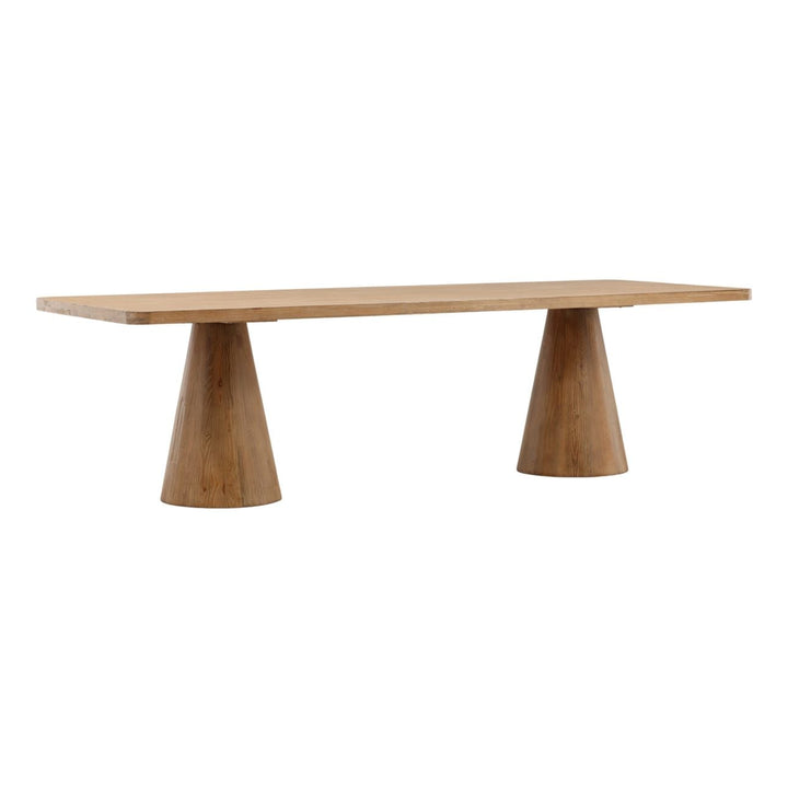 Zara Reclaimed Pine Dining Table, Brown, three-quarter studio view