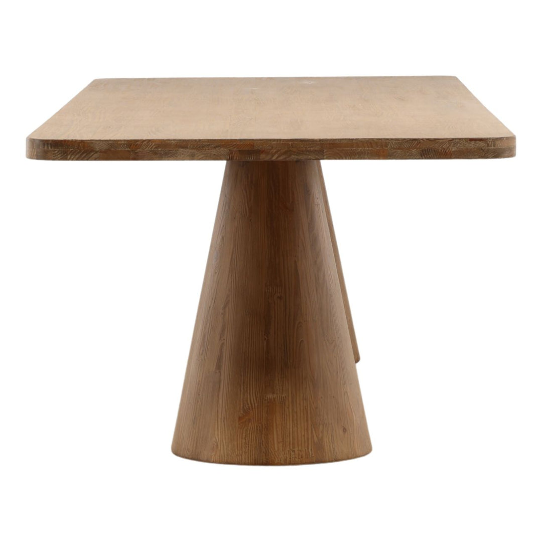 Zara Reclaimed Pine Dining Table, Brown, profile view