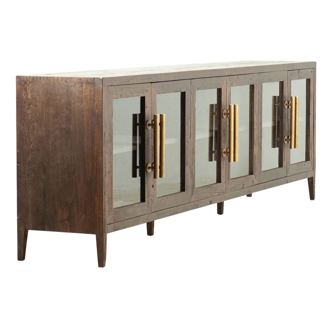 Bastian Reclaimed Pine and Glass Sideboard, back three quarter view