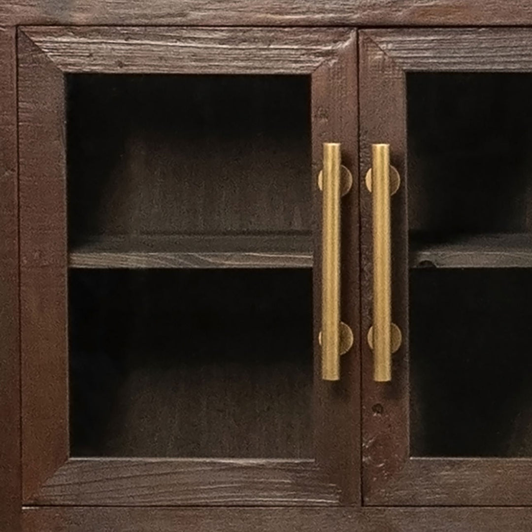 Bastian Reclaimed Pine and Glass Sideboard, detail 1 view