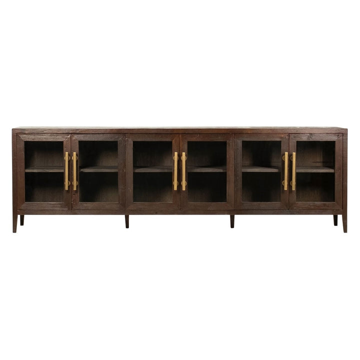 Bastian Reclaimed Pine and Glass Sideboard, front view