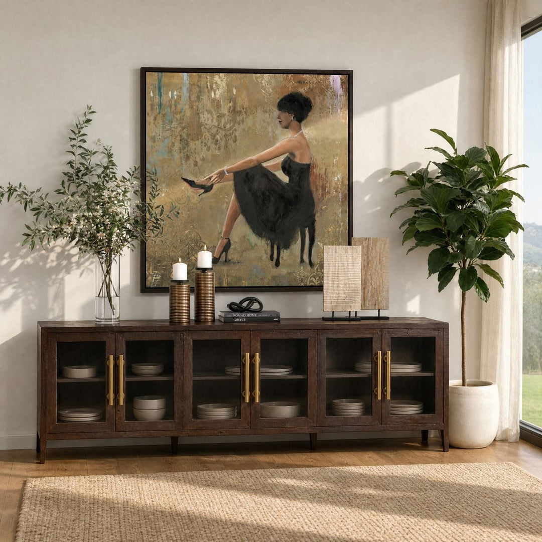 Bastian Reclaimed Pine and Glass Sideboard, lifestyle view