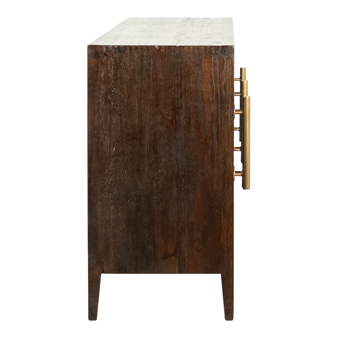 Bastian Reclaimed Pine and Glass Sideboard, profile view