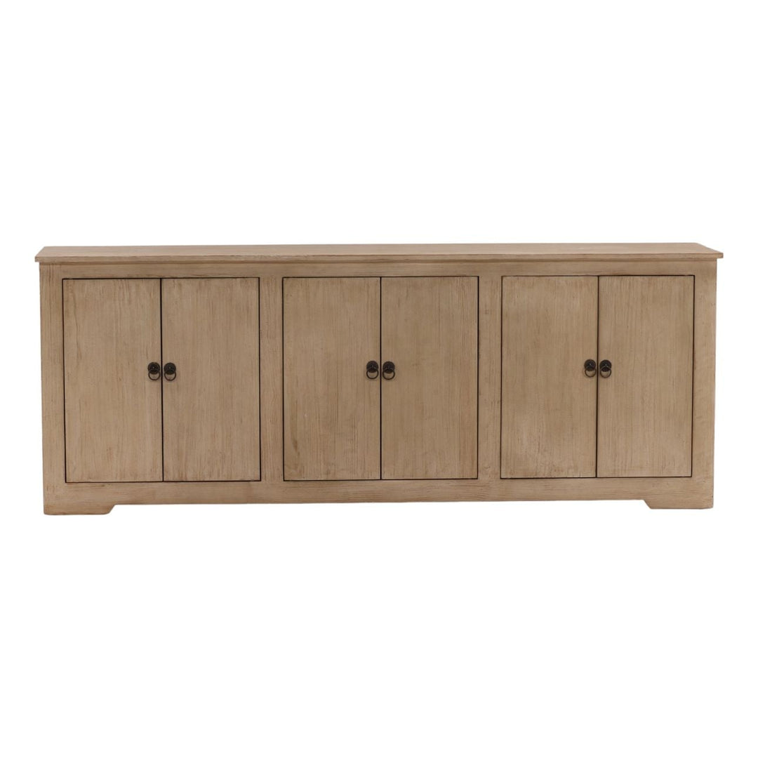 Nikos Reclaimed Pine Sideboard, Light Warm Wash · Six Door, front view