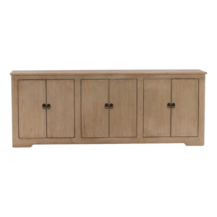 Nikos Reclaimed Pine Sideboard, Light Warm Wash · Six Door, front view