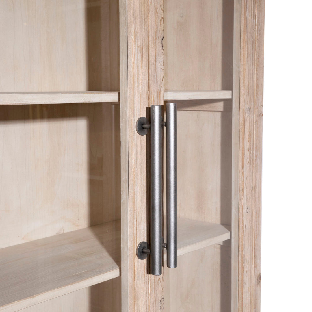 Basil Reclaimed Pine Glass Cabinet, detail 2 view