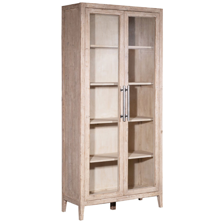 Basil Reclaimed Pine Glass Cabinet, three-quarter studio view