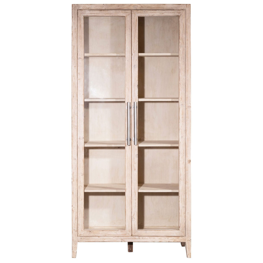 Basil Reclaimed Pine Glass Cabinet, front view