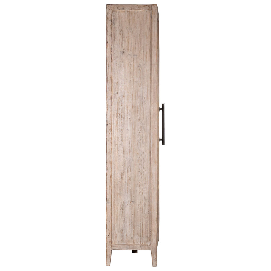 Basil Reclaimed Pine Glass Cabinet, profile view