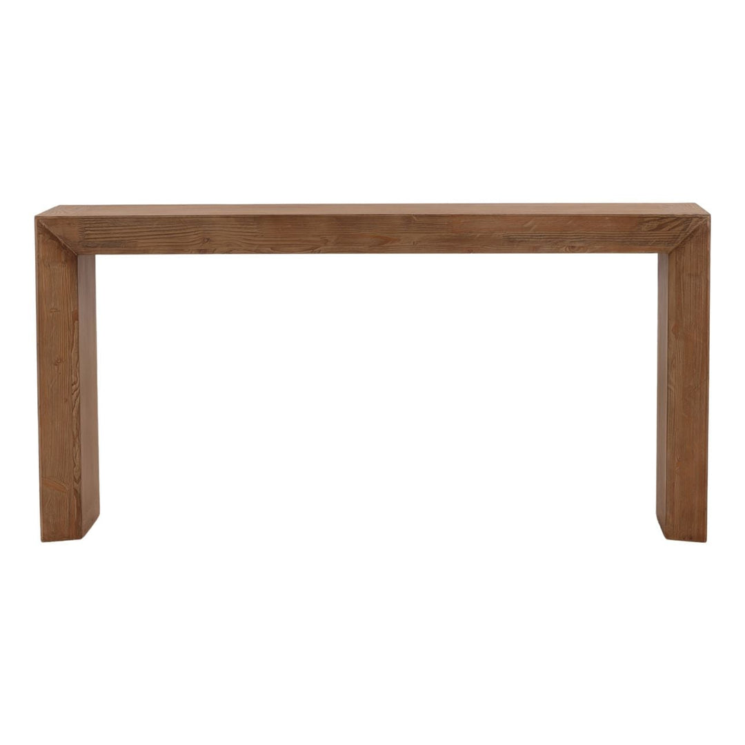 Sonia Reclaimed Pine Console Table, Brown, front view
