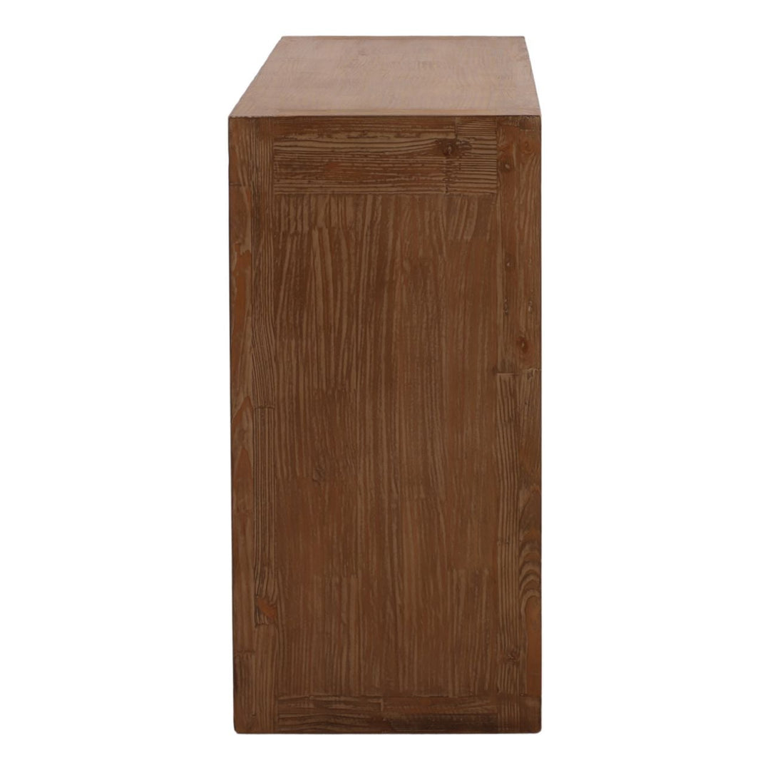 Sonia Reclaimed Pine Console Table, Brown, profile view