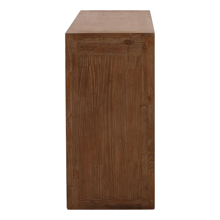 Sonia Reclaimed Pine Console Table, Brown, profile view