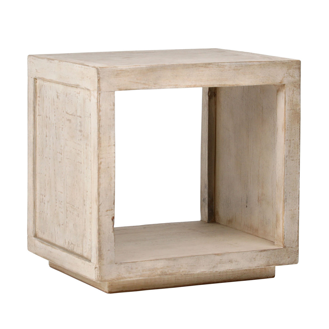 Vireo Reclaimed Pine Side Table, three-quarter studio view