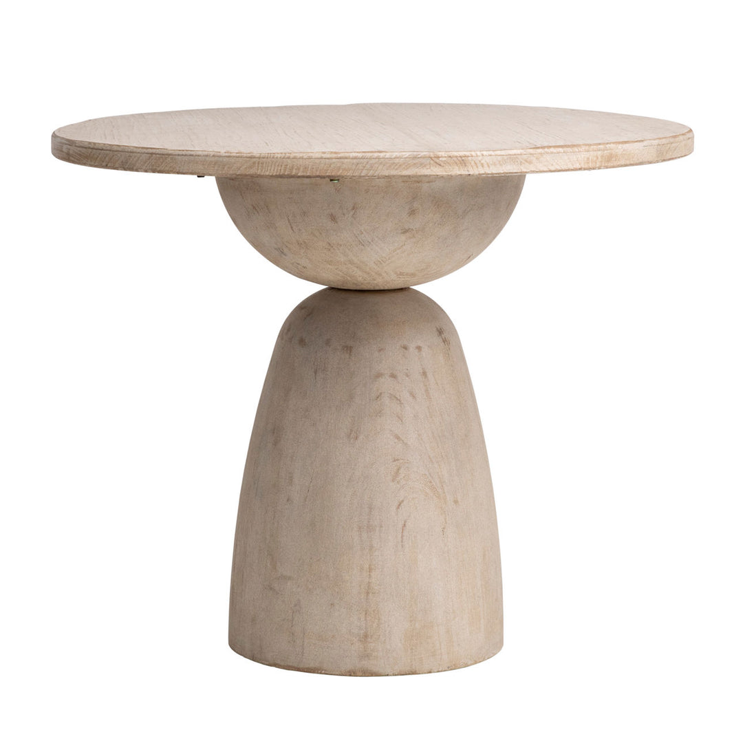 Cabren Reclaimed Pine Bistro Table, Light Warm Wash, three-quarter studio view