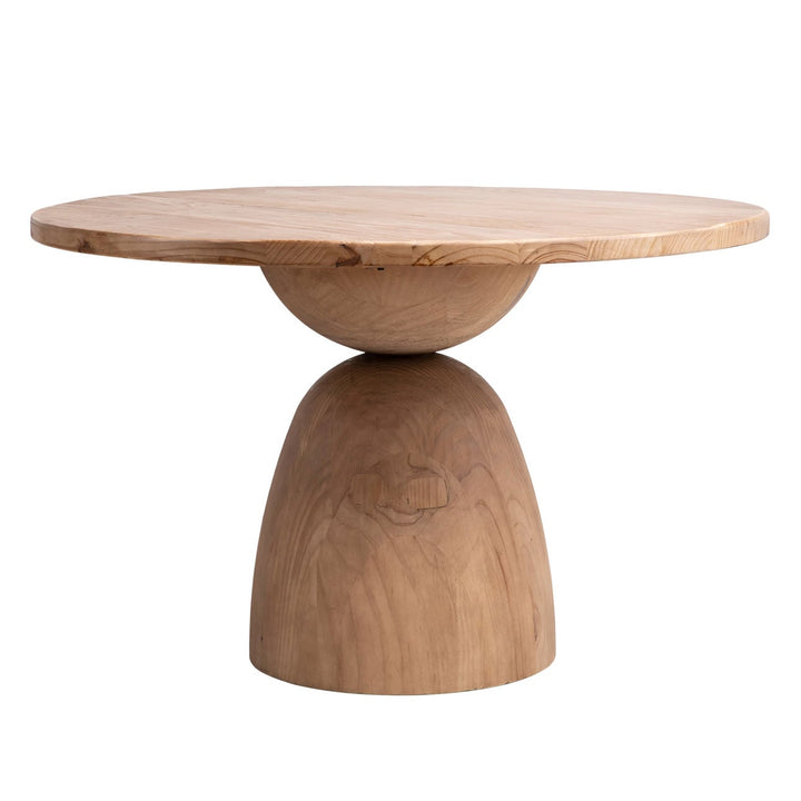 Caspian Reclaimed Pine Round Dining Table, Natural, three-quarter studio view