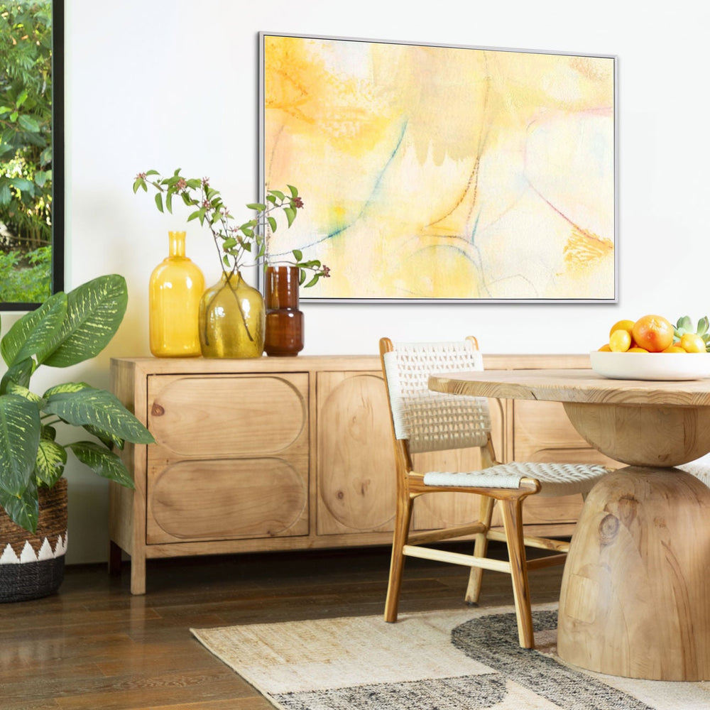 Caspian Reclaimed Pine Round Dining Table, Natural, lifestyle view
