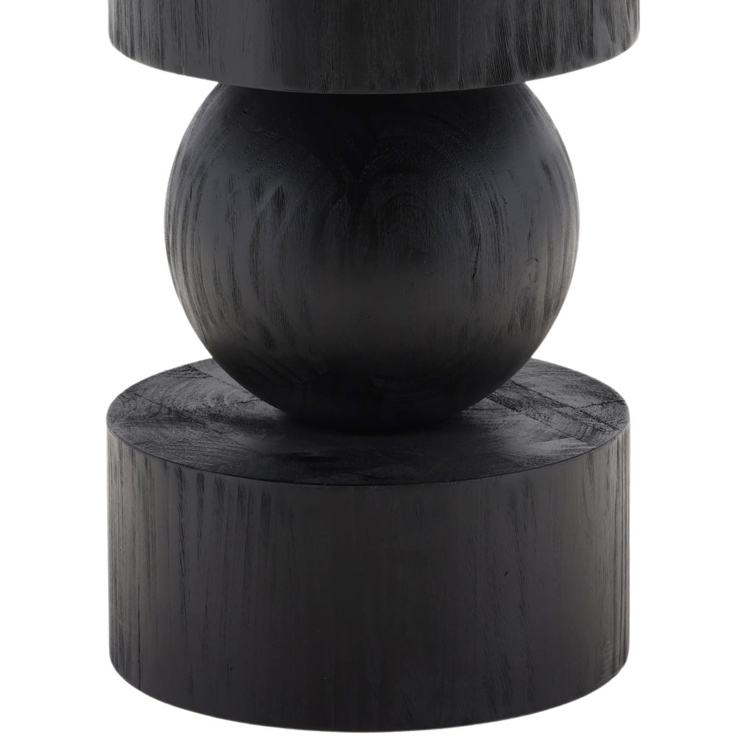 Jasper Matte Black Pine Round Dining Table, detail 2 view